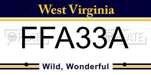 FFA33A West Virginia License Plate