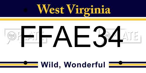 FFAE34 West Virginia License Plate