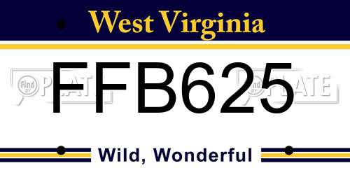FFB625 West Virginia License Plate