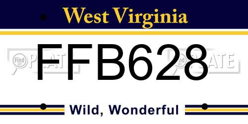 FFB628 West Virginia License Plate