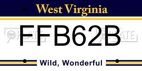 FFB62B West Virginia License Plate