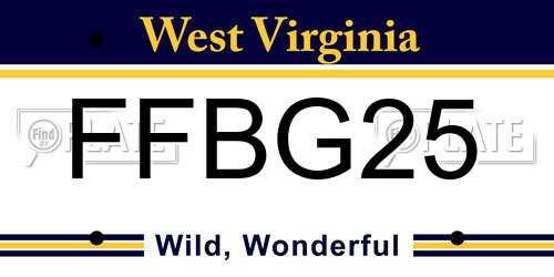 FFBG25 West Virginia License Plate