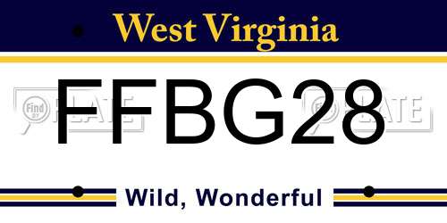 FFBG28 West Virginia License Plate
