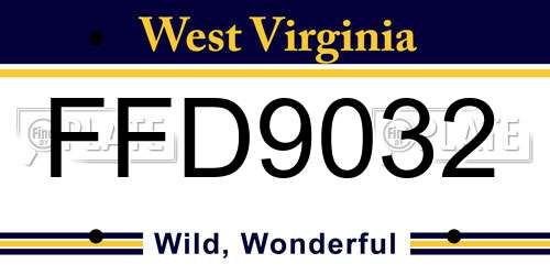 FFD9032 West Virginia License Plate