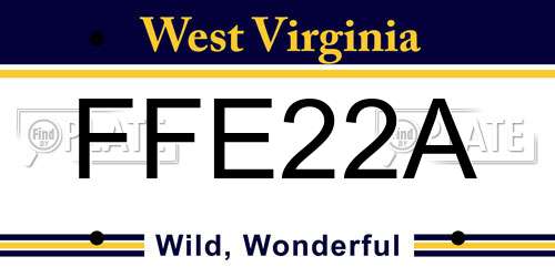 FFE22A West Virginia License Plate