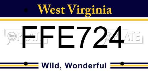 FFE724 West Virginia License Plate