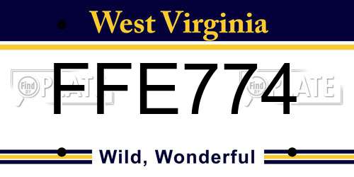 FFE774 West Virginia License Plate
