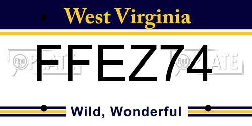 FFEZ74 West Virginia License Plate