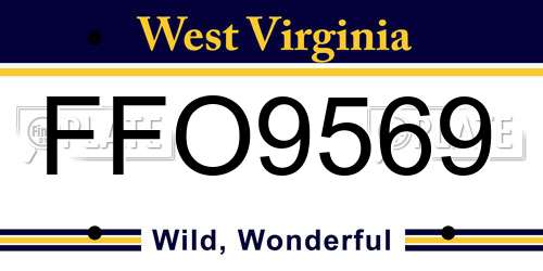 FFO9569 West Virginia License Plate