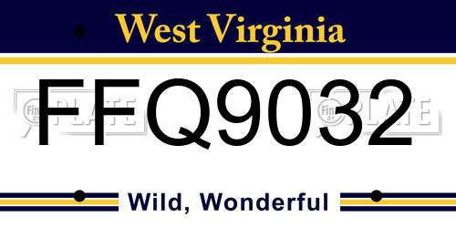 FFQ9032 West Virginia License Plate