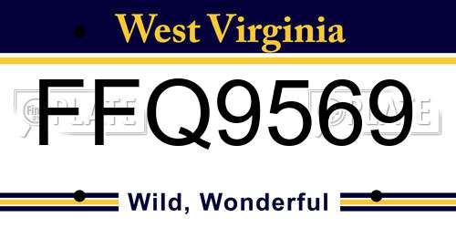FFQ9569 West Virginia License Plate