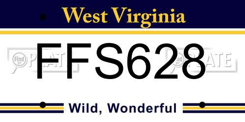 FFS628 West Virginia License Plate