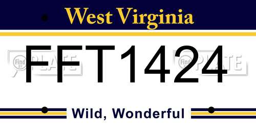 FFT1424 West Virginia License Plate