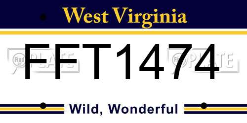 FFT1474 West Virginia License Plate
