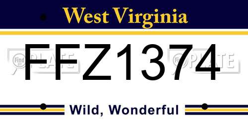FFZ1374 West Virginia License Plate