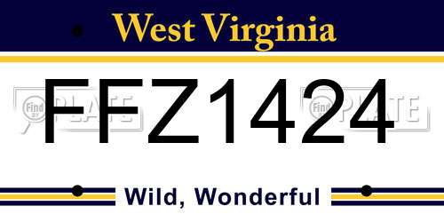 FFZ1424 West Virginia License Plate