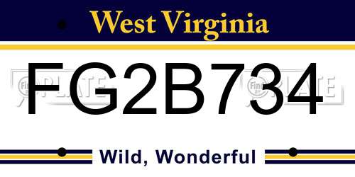 FG2B734 West Virginia License Plate