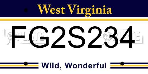 FG2S234 West Virginia License Plate
