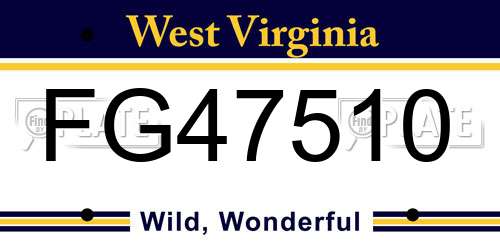 FG47510 West Virginia License Plate