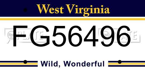 FG56496 West Virginia License Plate