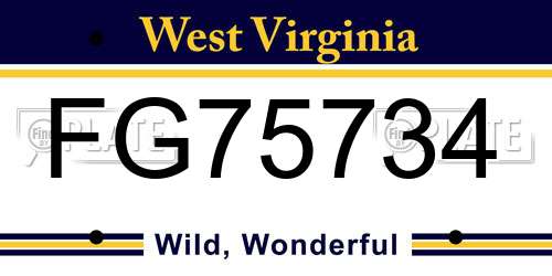 FG75734 West Virginia License Plate