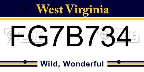 FG7B734 West Virginia License Plate
