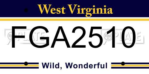 FGA2510 West Virginia License Plate