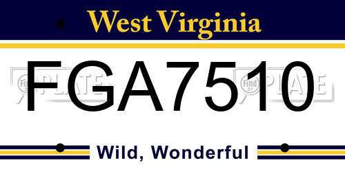 FGA7510 West Virginia License Plate