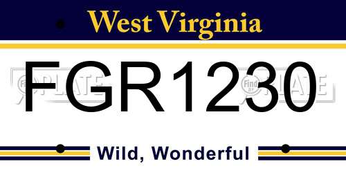 FGR1230 West Virginia License Plate