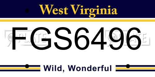 FGS6496 West Virginia License Plate