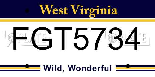FGT5734 West Virginia License Plate