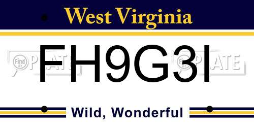 FH9G3I West Virginia License Plate