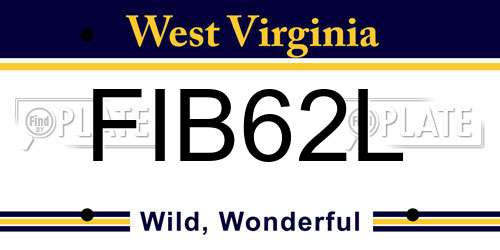 FIB62L West Virginia License Plate