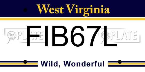 FIB67L West Virginia License Plate