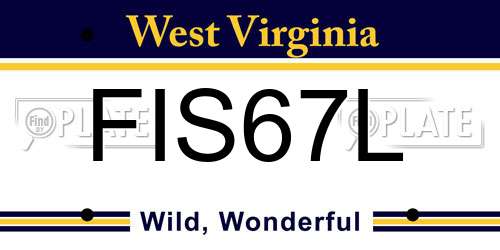 FIS67L West Virginia License Plate