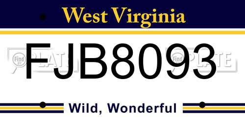 FJB8093 West Virginia License Plate