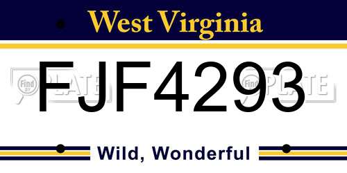 FJF4293 West Virginia License Plate