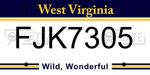 FJK7305 West Virginia License Plate