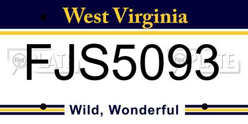 FJS5093 West Virginia License Plate