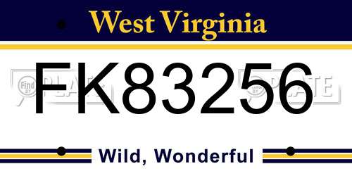 FK83256 West Virginia License Plate