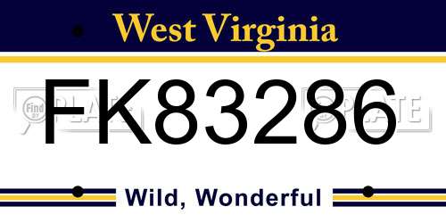 FK83286 West Virginia License Plate