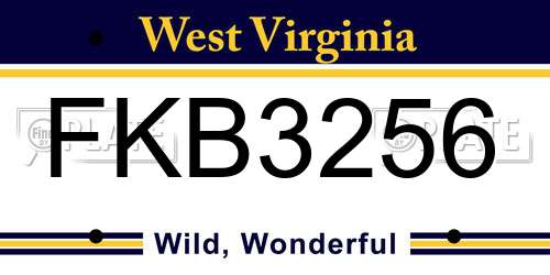 FKB3256 West Virginia License Plate
