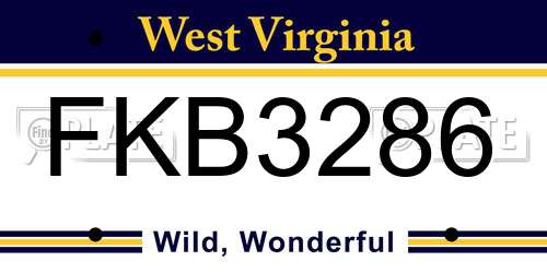 FKB3286 West Virginia License Plate