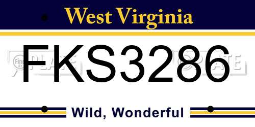 FKS3286 West Virginia License Plate