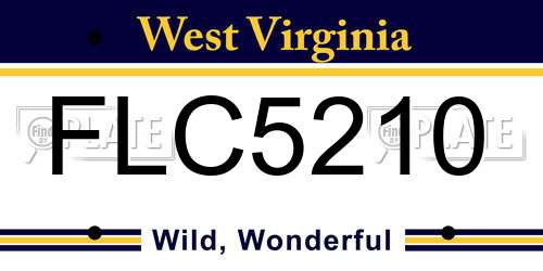 FLC5210 West Virginia License Plate