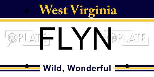 FLYN West Virginia License Plate