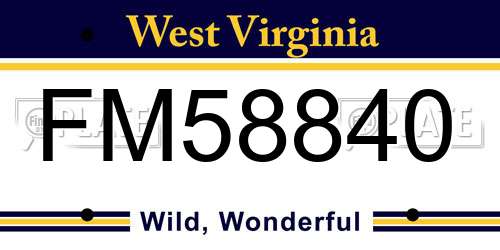FM58840 West Virginia License Plate