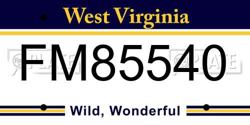FM85540 West Virginia License Plate