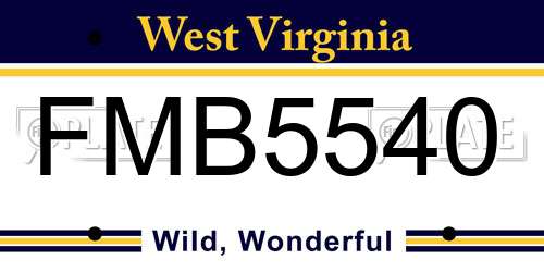 FMB5540 West Virginia License Plate