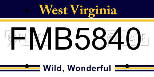 FMB5840 West Virginia License Plate
